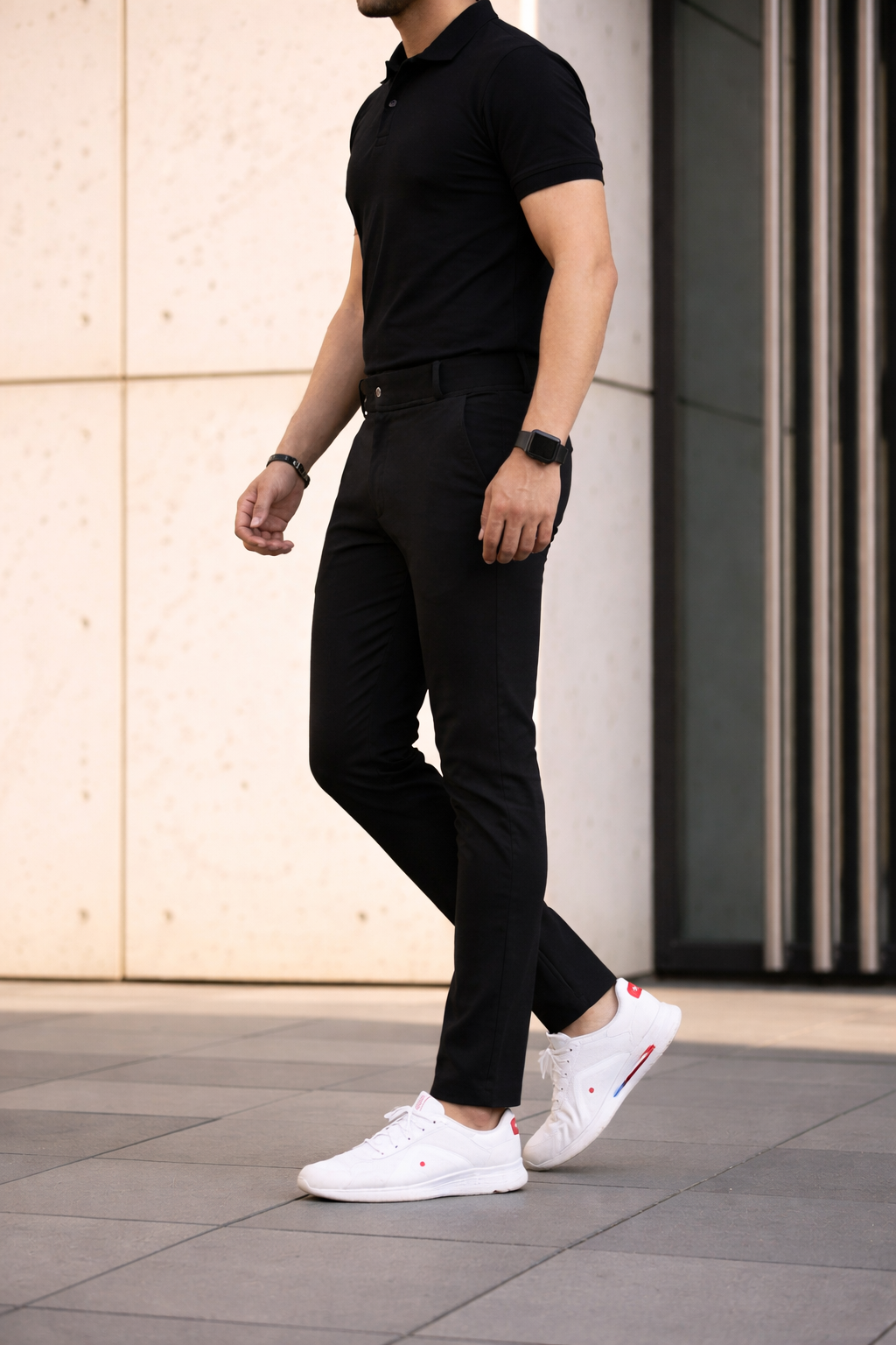 Men’s Premium Black Double Button Slim Fit Pants – Stylish Casual & Formal Wear