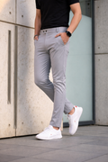 Men’s Premium Grey Double Button Slim Fit Pants – Stylish Casual & Formal Wear