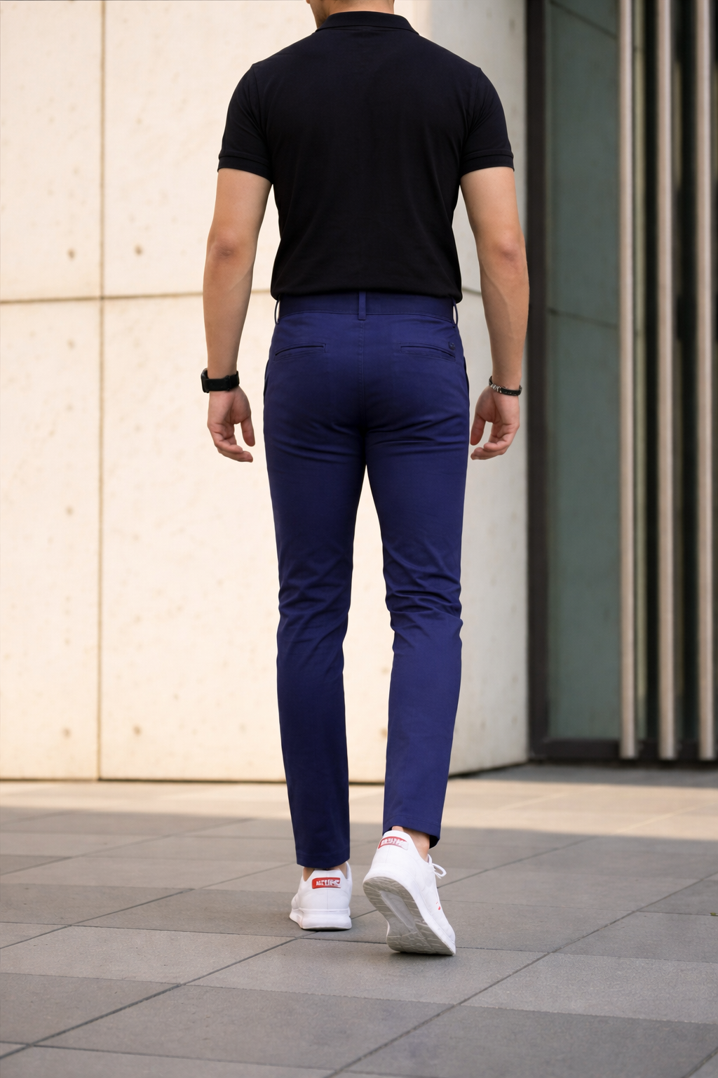 Men’s Premium Blue Double Button Slim Fit Pants – Stylish Casual & Formal Wear