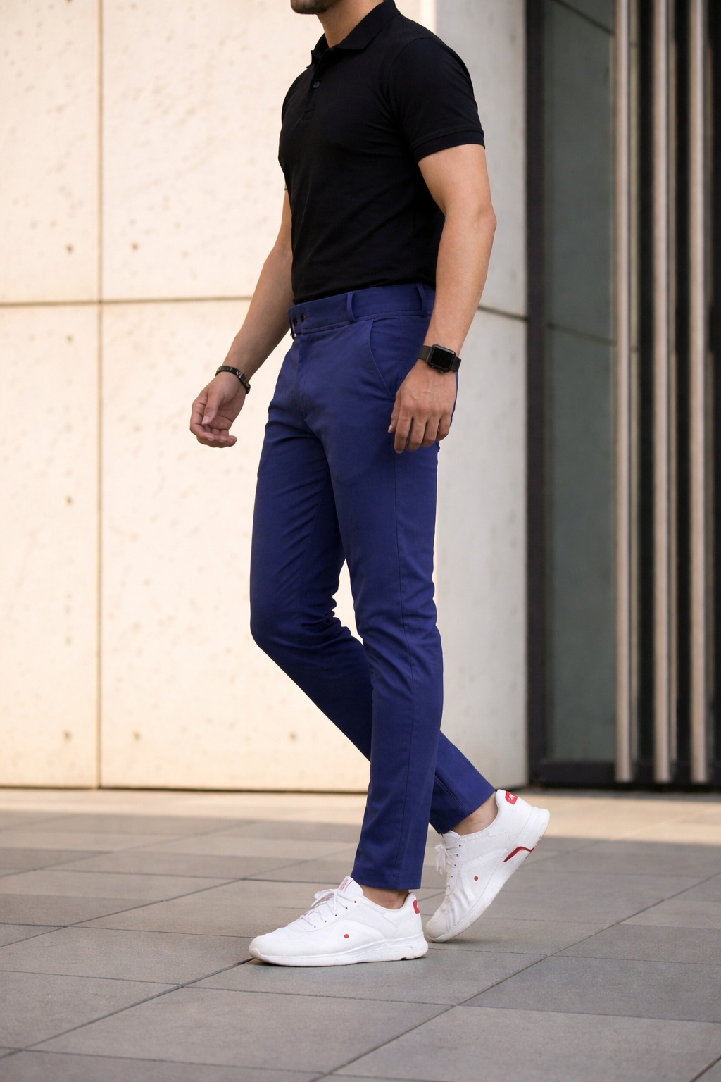 Men’s Premium Blue Double Button Slim Fit Pants – Stylish Casual & Formal Wear