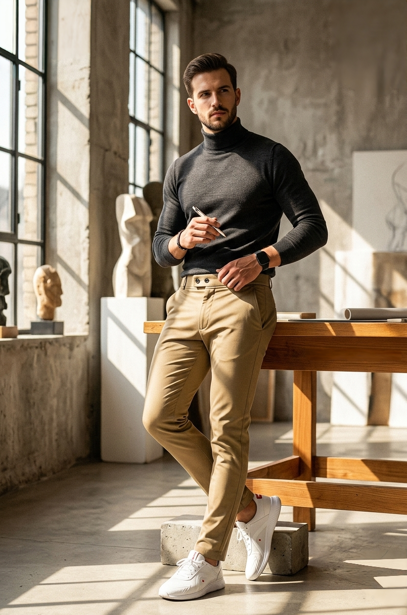 Men’s Stylish Double Button Slim Fit Pants